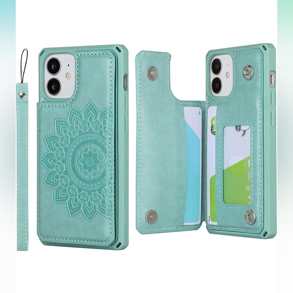 5for$10 Datura Flowers iPhone 12 Pro & iPhone 12 Wallet Case 3 Card Holder Case - Picture 1 of 10